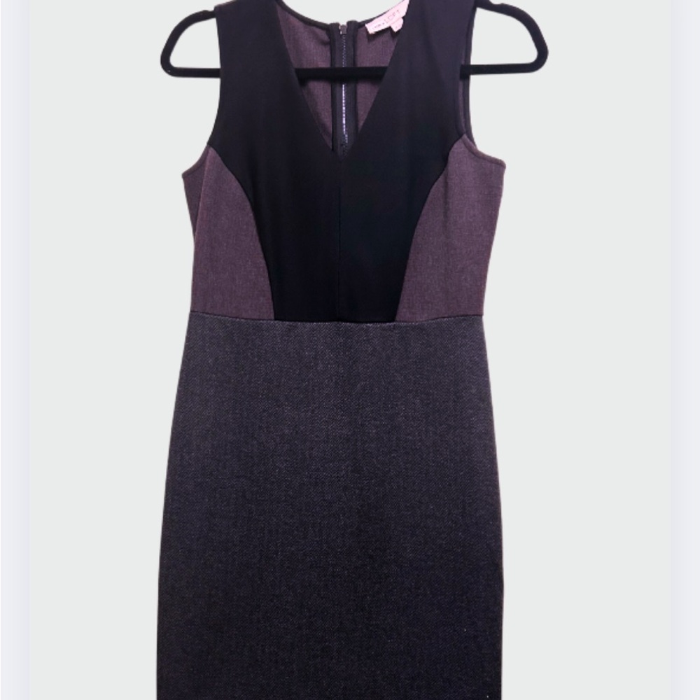 LOFT Purple and Gray Sheath Midi Dress V-Neck Sleeveless